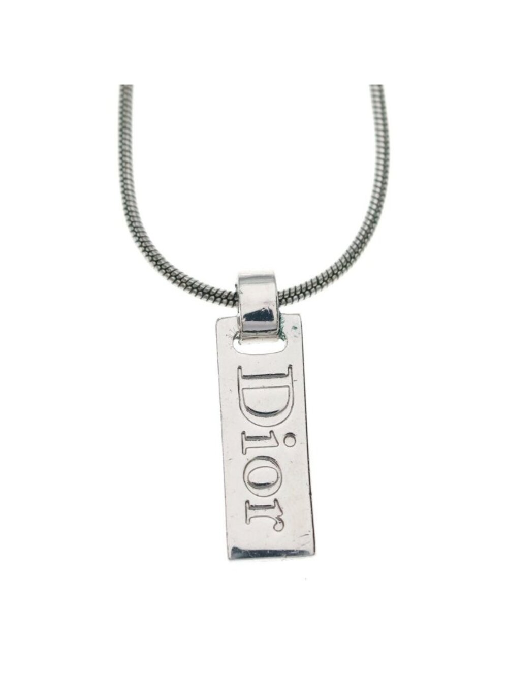 Dior Logo Bar Pendant Snake Chain Silver - Picture 3 of 6